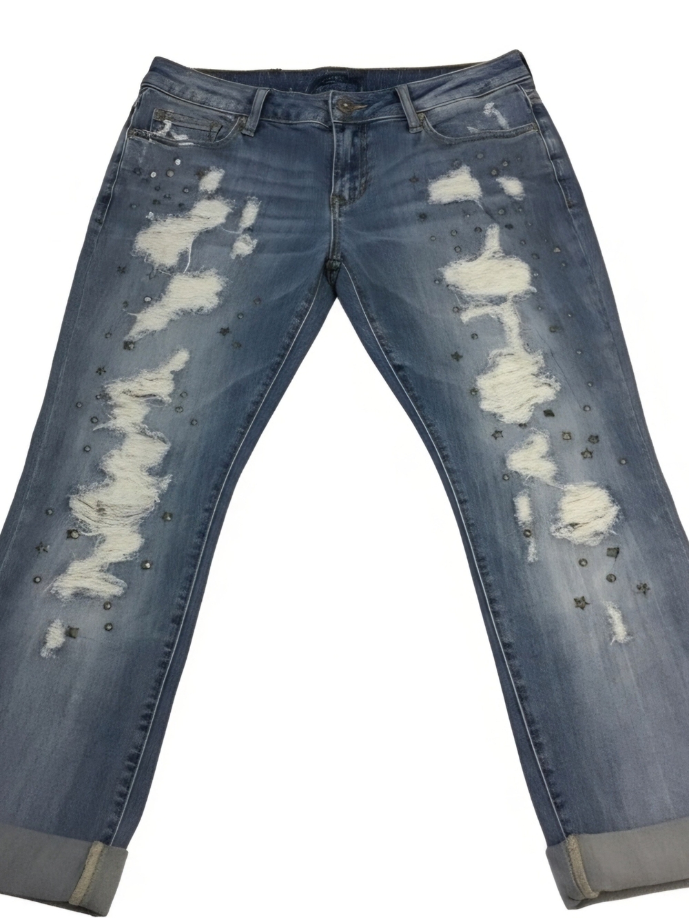 torrid Distressed Blue Boyfriend Jeans with Star Studs
